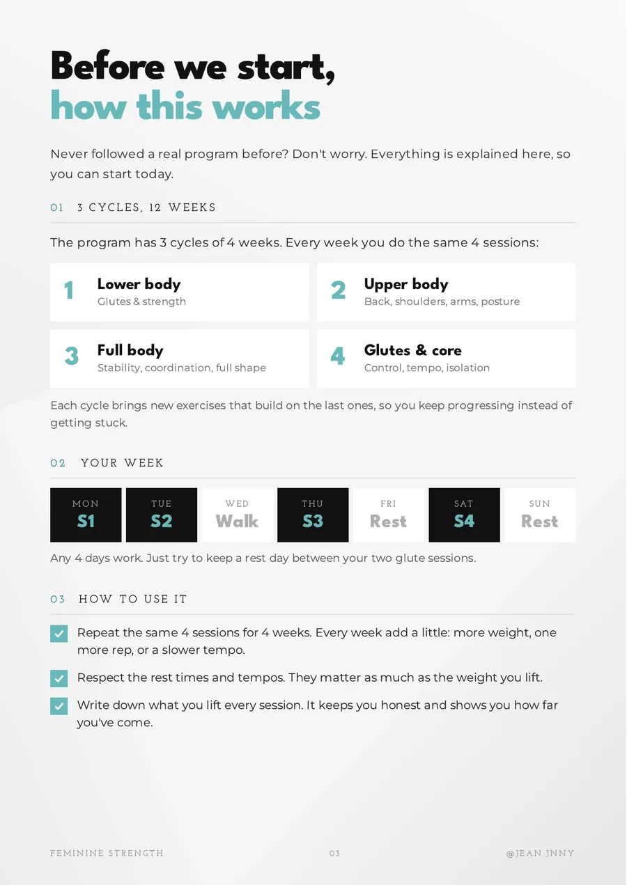 Page from Feminine Strength: How the program works